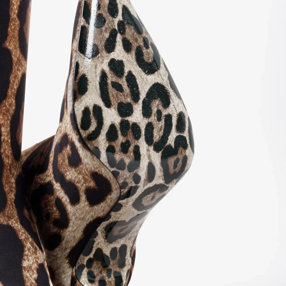 Dolce and Gabbana KIM Leopard Print Thigh-High Boots - Picture 5 of 12
